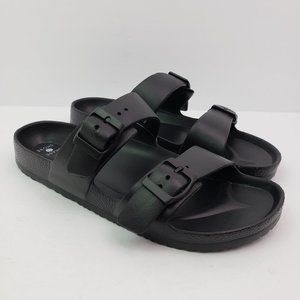 NEW Shade & Shore Womens Size 10 Black Slip On 2 Strap Footbed Slide Sandals